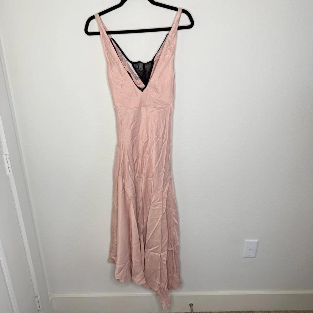 Anthropologie Cowl Neck Asymmetrical Twofer Dress Blush Pink Size XS - Picture 2 of 15